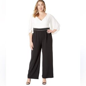 New Adrianne Papell Sz 18w Flutter Sleeve Jersey Jumpsuit